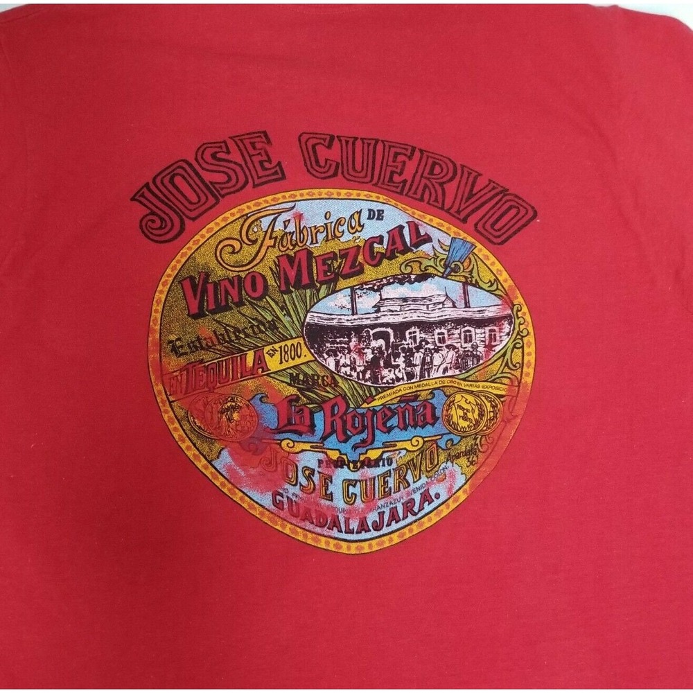 Vintage 80s Jose Cuervo Tequila Red Pocket TShirt Single Stitch Brawny USA Made
